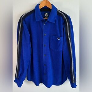 Vintage GAP Pro Fleece Blue Button Up Sweater Mens Size L Cozy Vibrant Blue 90s